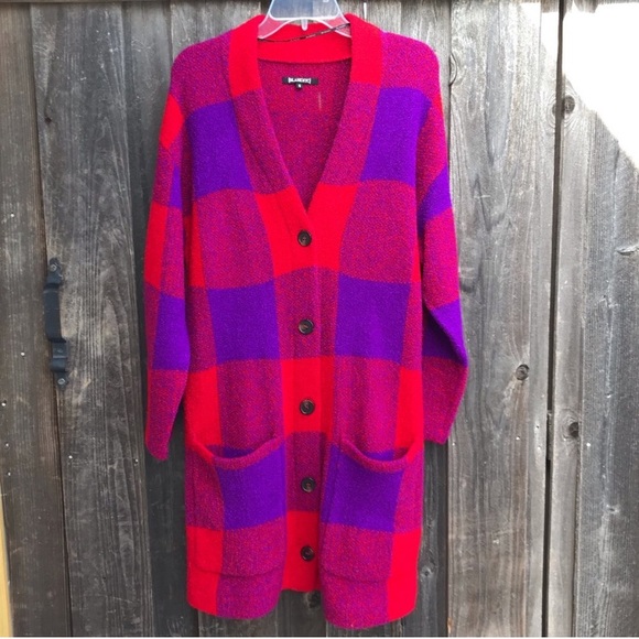 Blank NYC Sweaters - BLANK NYC Red Purple Long Grandpa Cardigan Red S